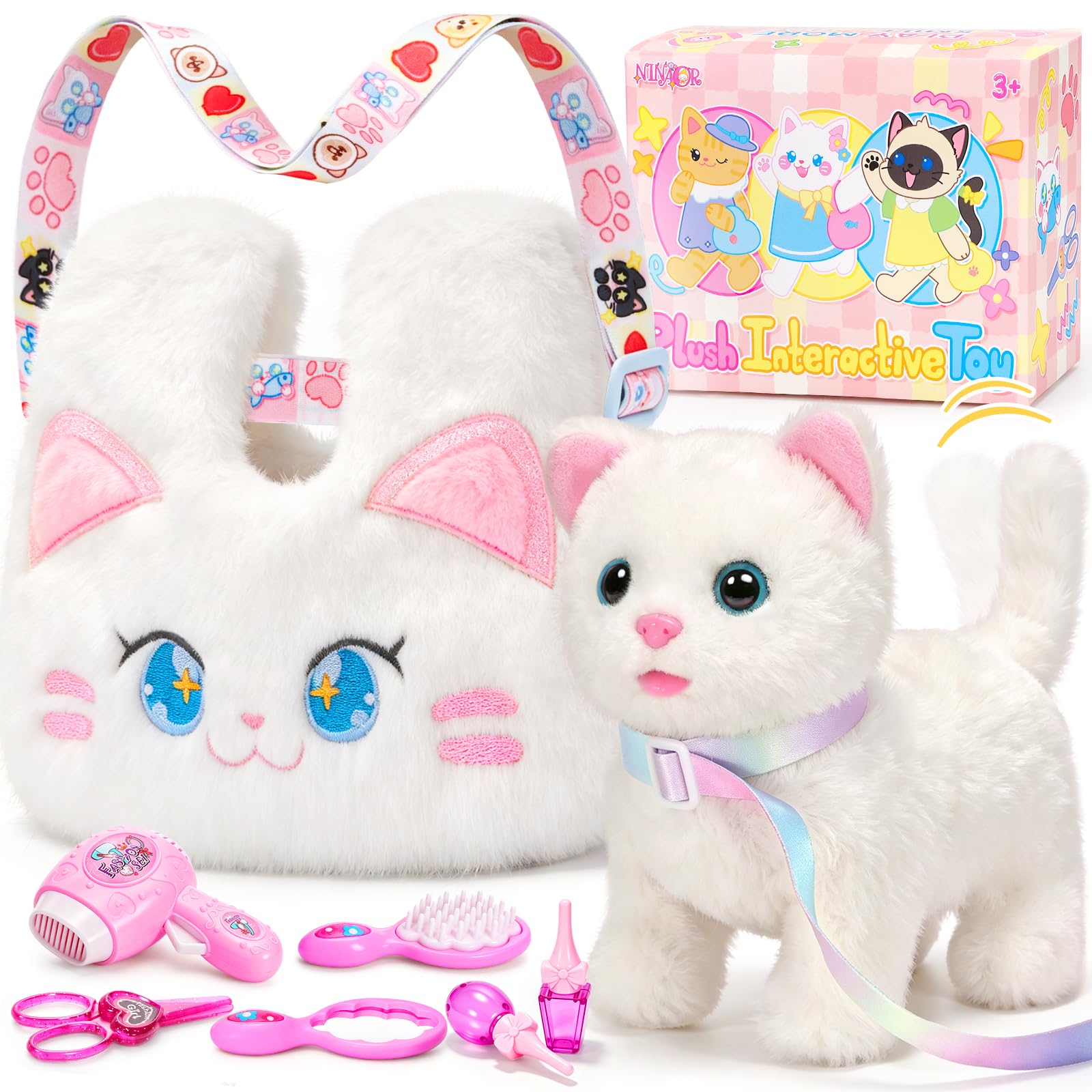 Amazon.com: NINAOR Robot Cat Toy for Kids, Walking Plush Pet with